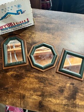 Vintage Homeco Green Accent Wall Mirrors - Set of 3
